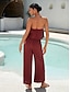 baratos Jumpsuits-Strapless Cotton Relaxed Jumpsuit