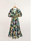 billige Print Dresses-Print V Neck Maxi Dress