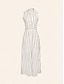 cheap Print Dresses-100% Cotton Stripe Tie Back Halter Sleeveless Maxi Dress