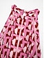 abordables Print Dresses-Lace Trim Geometric Rayon Maxi Dress