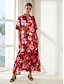 abordables Print Dresses-Floral Chiffon Maxi Dress Shirt