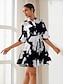 billige Print Dresses-Floral Satin Belted Mini Dress