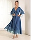 baratos Vestidos Tamanhos Grandes-Chiffon Ruffle V Neck Twisted Maxi Dress
