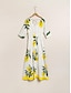 billige Print Dresses-Brand Satin Design Fruit Print Material V Neck Shirt Type Maxi Dress
