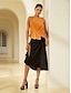 economico Skirts-Drawstring Satin Midi Skirt