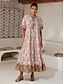 billige Print Dresses-Satin Totem Print Swing Maxi Dress