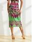 economico Skirts-Satin Floral Midi Skirt