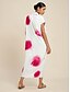 baratos Print Dresses-Satin Printed V Neck Cocoon Midi Dress