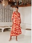billige Print Dresses-Elegant V Neck Shading Print Maxi Dress