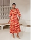 baratos Print Dresses-Hem Shading Print Maxi Dress
