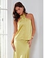 abordables Tank Tops &amp; Camis-Shimmery Satin Halter Chandelier Top