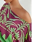 baratos Blouses-Satin Geometrical Floral Puff Sleeve Shirt