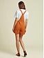 economico Jumpsuits-Cotton Linen Pocket Relaxed Shorts Overall