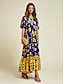 economico Print Dresses-Split Neck Satin Maxi Dress