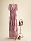 cheap Print Dresses-Chiffon Floral V Neck Short Sleeve Maxi Dress