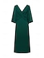baratos Vestidos Tamanhos Grandes-Chiffon Ruffle V Neck Twisted Maxi Dress