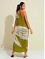 abordables Print Dresses-Satin One Shoulder Maxi Dress