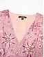 abordables Print Dresses-Elegant Floral Chiffon V Neck Maxi Dress