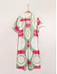 abordables Print Dresses-Geometric Rainbow Midi Shirt Dress
