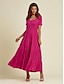 cheap Maxi Dresses-Tencel Hem Ruched Scoop Neck Maxi Dress