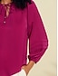cheap Blouses-Satin Solid Shimmery Raglan Sleeve Casual Blouse