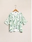billige Blouses-Graphic Satin Leaves Casual Shirt