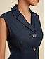 billige Afslappede kjoler-Cotton Linen Button Sleeveless Midi Dress