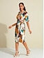 abordables Print Dresses-Twist Satin Knee Length Dress