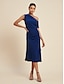 preiswerte Casual Kleider-Plain One Shoulder Midi Dress