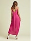 abordables Vestidos casuales-Brand Linen Cotton Design Irregular Hem V Neck Midi Dress