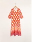 billige Print Dresses-Satin Waves V Neck Maxi Dress