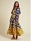 preiswerte Print Dresses-Split Neck Satin Maxi Dress