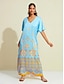 billige Print Dresses-Silk Floral V Neck Maxi Dress