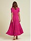 cheap Maxi Dresses-Tencel Hem Ruched Scoop Neck Maxi Dress