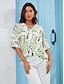 billige Blouses-Graphic Leaves Satin Casual Shirt