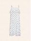 baratos Print Dresses-Dot Chiffon Pleated Swing Midi Dress