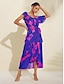 abordables Print Dresses-Blooming Ruffle Tie Front Midi Dress