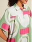 baratos Print Dresses-Geometric Rainbow Midi Shirt Dress