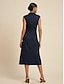 billige Uformelle kjoler-Sleeveless Cotton Linen Button Midi Dress