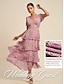 baratos Print Dresses-Elegant Floral Chiffon V Neck Maxi Dress