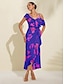 billige Print Dresses-Blooming Ruffle Tie Front Midi Dress