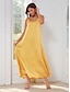 baratos Vestidos Casuais-Shimmery Satin Swing Sleeveless Maxi Dress