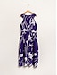 baratos Print Dresses-Floral Halter Neck Chiffon Midi Dress