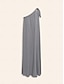 cheap Casual Dresses-Viscose and Linen Solid One Shoulder Maxi Dress