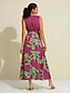 billige Print Dresses-Floral Satin Sleeveless Maxi Dress