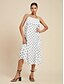 billige Print Dresses-Brand Dot Design Pleated Material Chiffon Swing Midi Dress