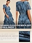 cheap Print Dresses-Chiffon Elastic Waist Floral V Neck Maxi Dress
