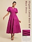 billige Uformelle kjoler-Cotton Solid V Neck Maxi Dress