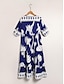 cheap Print Dresses-Satin Floral Lace Up Short Sleeve Maxi Dress