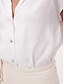 preiswerte Tops &amp; Blouses-Leinen Damen Hemd Bluse  weiß  kurze Ärmel  reguläre Passform  Knopfleiste